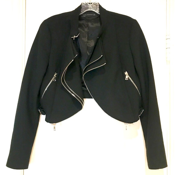 Zara Cropped Black w/Silver Hardware Jacket - Picture 2 of 12
